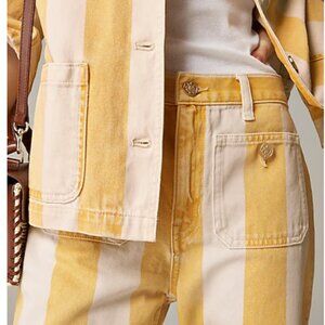 Sailor mid-rise relaxed demi-boot jean in sunflower stripe